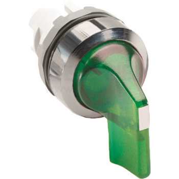 Переключатель M2SS5-21G (длинная ручка) зеленый 2-х позиционный с подсветкой (только корпус) 90# с фиксацией
