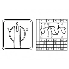 CS016019S; Переключатели управления трёхфазным двухобмоточным двигателем (1-0-2); 3 FAZ 16 A 60° CS016019S; Переключатели управления трёхфазным двухобмоточным двигателем (1-0-2); 3 FAZ 16 A 60°