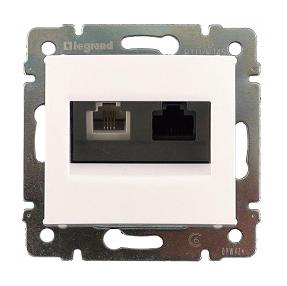 Розетки двойные Legrand Valena RJ11 и RJ45 (белая)    770080