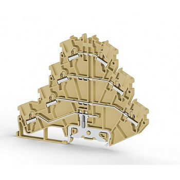 Клеммник пруж.быстрозажимной (Push in) 3-х ярусный, с конт. на DIN-рейку, 2,5 мм.кв., (бежевый); PYK2,5-3FT