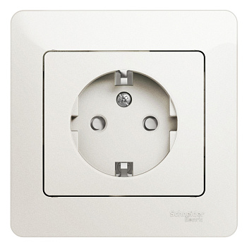 GLOSSA РОЗЕТКА с заземлением со шторками, в сборе, ПЕРЛАМУТР