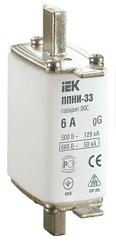 Плавкая вставка предохранителя ППНИ-33, габарит 00С, 6А Плавкая вставка предохранителя ППНИ-33, габарит 00С, 6А