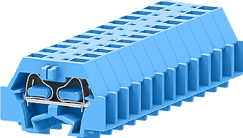 1-1 концевая проходная клемма с боковым подключением с крепёжными фланцами серии 241, синяя