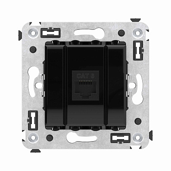 Компьютерная розетка RJ-45 без шторки в стену, кат.6 одинарная, "Avanti", "Черный квадрат"