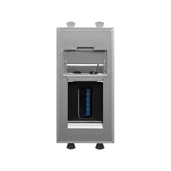 USB 3.0 розетка модульная, тип А-А, "Avanti", "Закаленная сталь", 1модуль