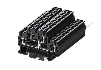 Клемма на DIN-рейку пружин. 2.5 мм2 4 конт. двухуровн. объед. этаж. чер.