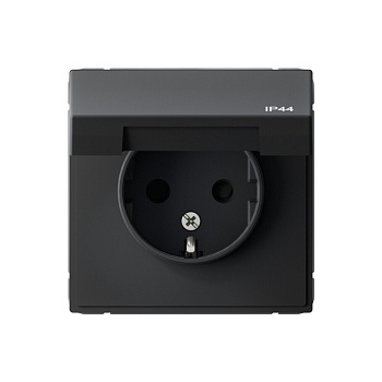 ARTGALLERY РОЗЕТКА с заземл. со шт. с крышк, 16А, IP44, механизм, КАРБОН