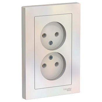 ATLASDESIGN РОЗЕТКА двойная без заземления,16А, в сборе, ЖЕМЧУГ ATLASDESIGN РОЗЕТКА двойная без заземления,16А, в сборе, ЖЕМЧУГ