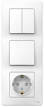 BLANCA С/У БЛОК: РОЗЕТ з/к шт 16А, 250В + ВЫКЛ 1-кл. + ВЫКЛ 2-кл. БЕЛЫЙ