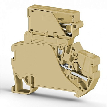 Клеммник пруж.б/зажим. (Push in) с держ.пред.(5х20) с инд. 220VAC, 4 мм.кв. (бежевый); PYK 4SLD 220VAC (5x20)