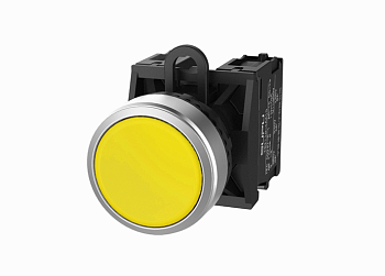 Кнопка серии TS2 с имитацией метала, плоский тип, мгновенное действие, жёлт.