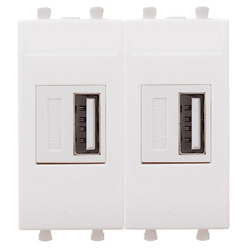 USB зарядное устройство модульное, "Avanti", "Белое облако", 2 модуля