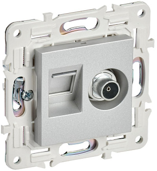 SKANDY Роз. двойная TV+RJ45 кат.6 SK-A15S сереб. IEK