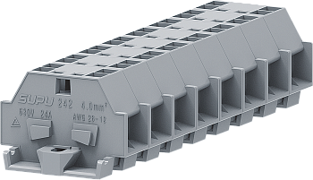 2-2 проходная клемма с боковым подключением с фиксирующим фланцем серии 242, серая
