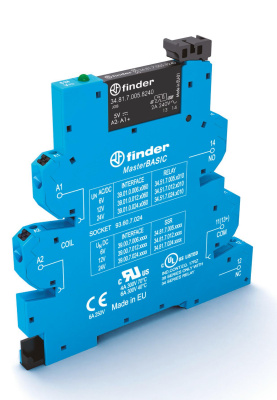 Интерфейсный модуль, твердотельное реле, серия MasterBASIC; выход 6A (24В DC); питание 24В DC; категория защиты IP20; безвинтовые клеммы Push-in