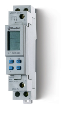 Реле времени цифровое недельное; программируется ПК (012.00); монтаж на рейку 35мм; 1СO 16A; питание 24В АC/DC; ширина 17.8мм; степень защиты IP20; упаковка 1шт.