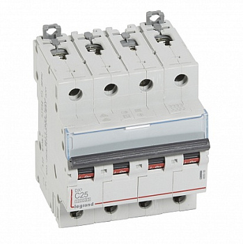 Автоматический выключатель DX³ 10000 - 16 кА - тип характеристики С - 4П - 400 В~ - 25 А - 4 модуля