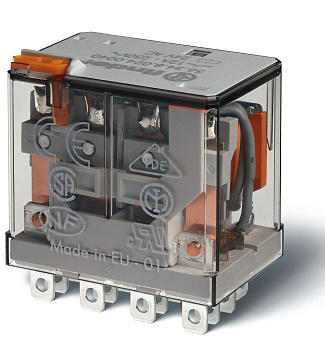 Миниатюрное силовое электромеханическое реле;  4CO 12A; контакты AgNi; катушка 400В АC; степень защиты RTI; опции: кнопка тест + мех.индикатор