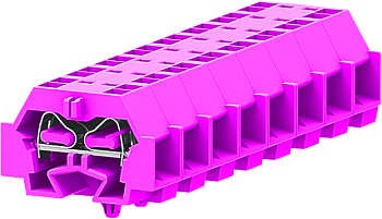 2-2 проходная клемма с боковым подключением с защёлкивающимися ножками серии 242, розовая