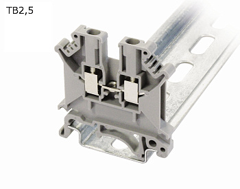 Клемма винтовая проходная 2 контакта 2,5 мм2, серая