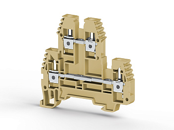 Клеммник 2-х ярусный  4мм.кв. (бежевый); PIK4N