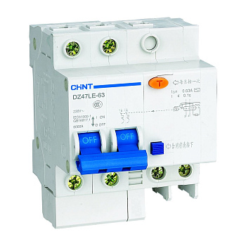 Диф. авт. выкл. DZ47LE-63 2P 40A 30mA тип AC х-ка С 6kA (CHINT)
