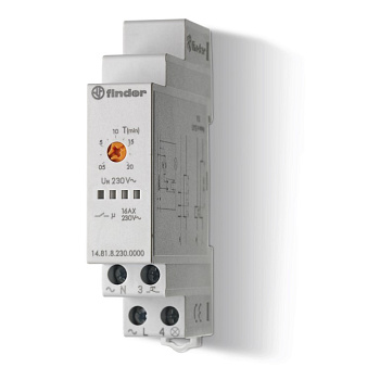 Модульный электронный лестничный таймер 1-функциональный; 1NO 16A; 3- или 4-проводная схема; питание 230В АC; ширина 17.5мм; степень защиты IP20