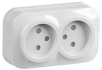 РСш22-2-ХБ Розет. 2-ая без з/к с з/ш о/у 10А GLORY белый IEK