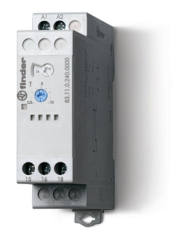 Модульный таймер 1-функциональный (AI); питание 24…240В АС/DC; 1CO 16A; ширина 22.5мм; регулировка времени 0.05с…10дней; степень защиты IP20; версия для ЖД-транспорта