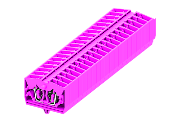 254319 Клемма TB 1-1 проходная фронт. подключение с защелк.ножками, сеч. 2.5мм2, розов.