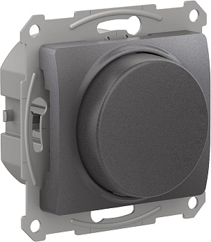 GLOSSA СВЕТОРЕГУЛЯТОР (диммер) повор-нажим, LED, RC, 400Вт, мех., ГРАФИТ GLOSSA СВЕТОРЕГУЛЯТОР (диммер) повор-нажим, LED, RC, 400Вт, мех., ГРАФИТ