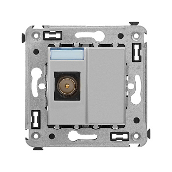 Розетка TV одиночная в стену, "Avanti", "Закаленная сталь"