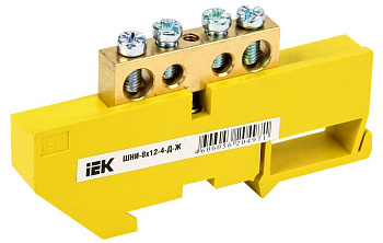 Шина PE "земля" на DIN-изол ШНИ-8х12-4-Д-Ж IEK Шина PE "земля" на DIN-изол ШНИ-8х12-4-Д-Ж IEK