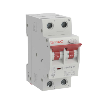 Автоматический выключатель дифференциального тока YON max типа MDR, 1P+N, 30mA, 16A, хар-ка C, 6kA, тип А