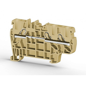 Клеммник пруж.быстрозажимной (Push in), 3-х выводной, 4мм.кв., (бежевый); PYK 4E