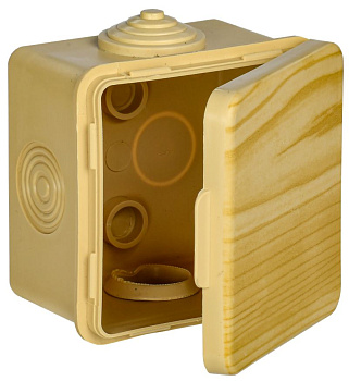 Коробка расп. КМ 65х65х50мм о/к IP54 4 вв. сосна IEK