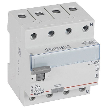 Выключатель дифференциального тока (УЗО) 4п 40А 30мА TX3 АC
