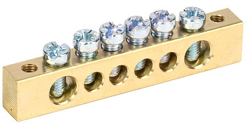 Шина PEN "земля-ноль" 8х12мм 6/2 (6групп/креп по краям) ИЭК