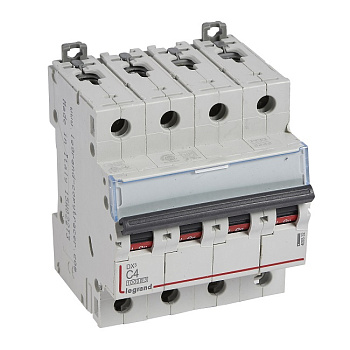 Автоматический выключатель DX³ 10000 - 16 кА - тип характеристики С - 4П - 400 В~ - 4 А - 4 модуля