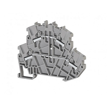 Клеммник пруж.быстрозажимной (Push in) 2-х ярусный, 2,5мм.кв., с диодом, (серый); PYK2,5-2FD A