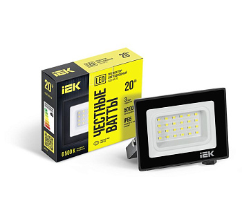 Прожектор СДО 06-20 светодиодный черный IP65 6500K IEK