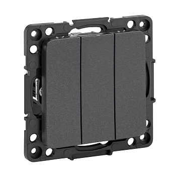 Стокгольм Механизм Выключателя 3-кл. 10А черный EKF PROxima