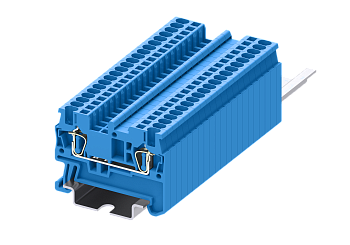 Клемма на DIN-рейку пружин. 1.5 мм2 2 конт. проходная синяя