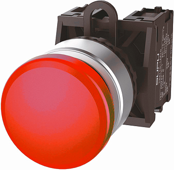 Грибовидная кнопка с металлическим кольцом серии TS2, диаметр 30мм, красн.