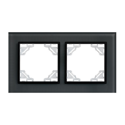 Минск Рамка 2-местная стеклянная черная EKF Basic