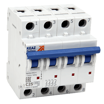 Выключатель автоматический модульный OptiDin BM63-4B4-УХЛ3-РЕГ Выключатель автоматический модульный OptiDin BM63-4B4-УХЛ3-РЕГ