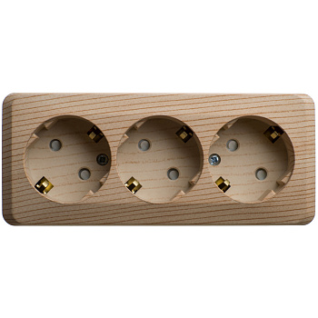 ЭТЮД О/У тройная РОЗЕТКА с заземлением со шторками 16А 250В, СОСНА, Россия