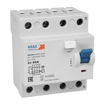 ВДТ без защиты от сверхтоков OptiDin DM63-4425-AС-УХЛ4 (4P, 25, 300mA) ВДТ без защиты от сверхтоков OptiDin DM63-4425-AС-УХЛ4 (4P, 25, 300mA)