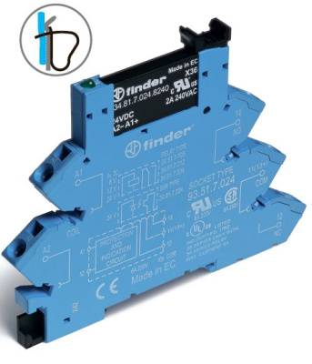 Интерфейсный модуль, твердотельное реле; выход 6A (24В DC); питание 60В DC; категория защиты IP20; безвинтовые клеммы (пружинный зажим)