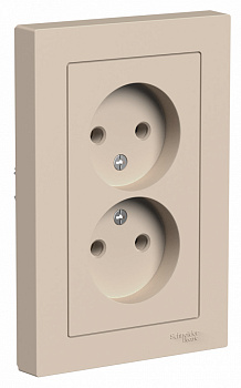 ATLASDESIGN РОЗЕТКА двойная без заземления,16А, в сборе, ПЕСОЧНЫЙ ATLASDESIGN РОЗЕТКА двойная без заземления,16А, в сборе, ПЕСОЧНЫЙ